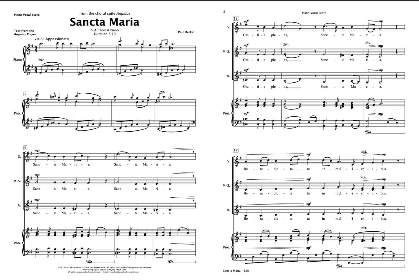 Sancta Maria (SSA Choir & Piano)