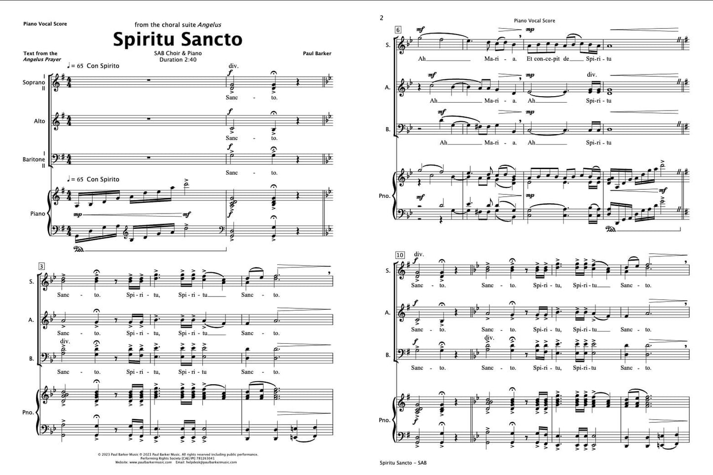 Spiritu Sancto (SAB Choir & Piano)