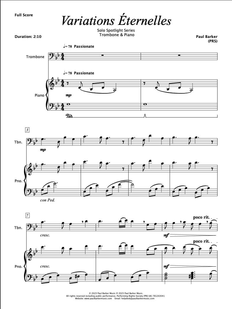 Variations Eternelles (Trombone & Piano)