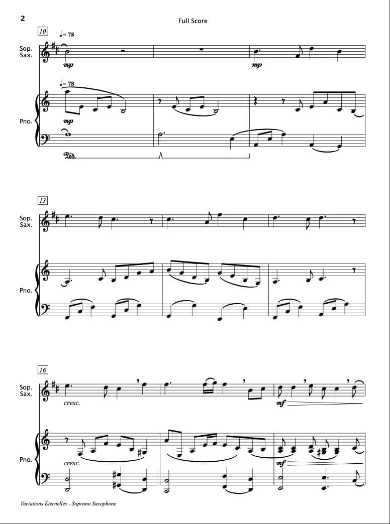 Variations Eternelles [Soprano Saxophone & Piano]