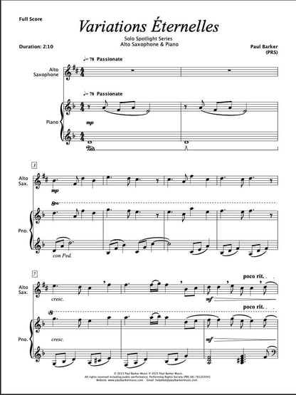 Variations Eternelles [Alto Saxophone & Piano]