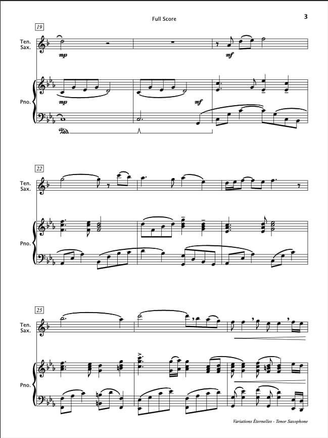 Variations Eternelles [Tenor Saxophone & Piano]