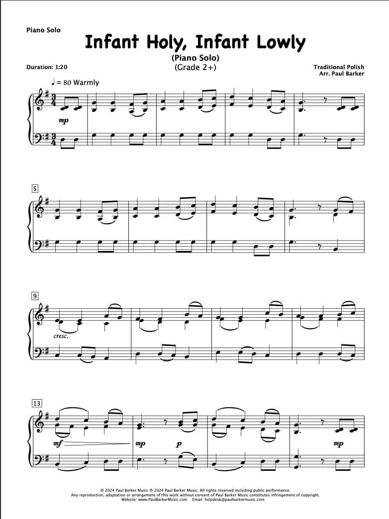 Infant Holy, Infant Lowly (Piano Solo)