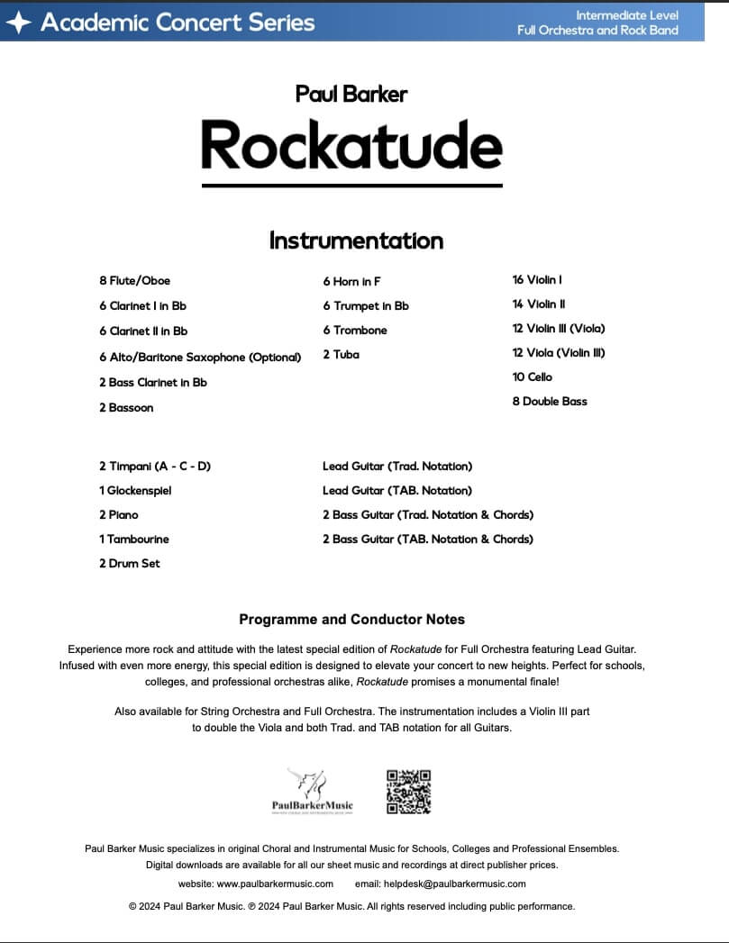 Rockatude (Full Orchestra and Guitar) - Paul Barker Music 
