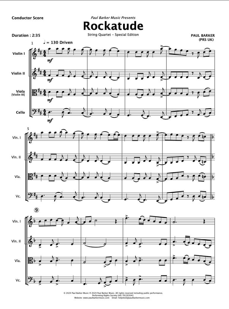 Rockatude (String Quartet)
