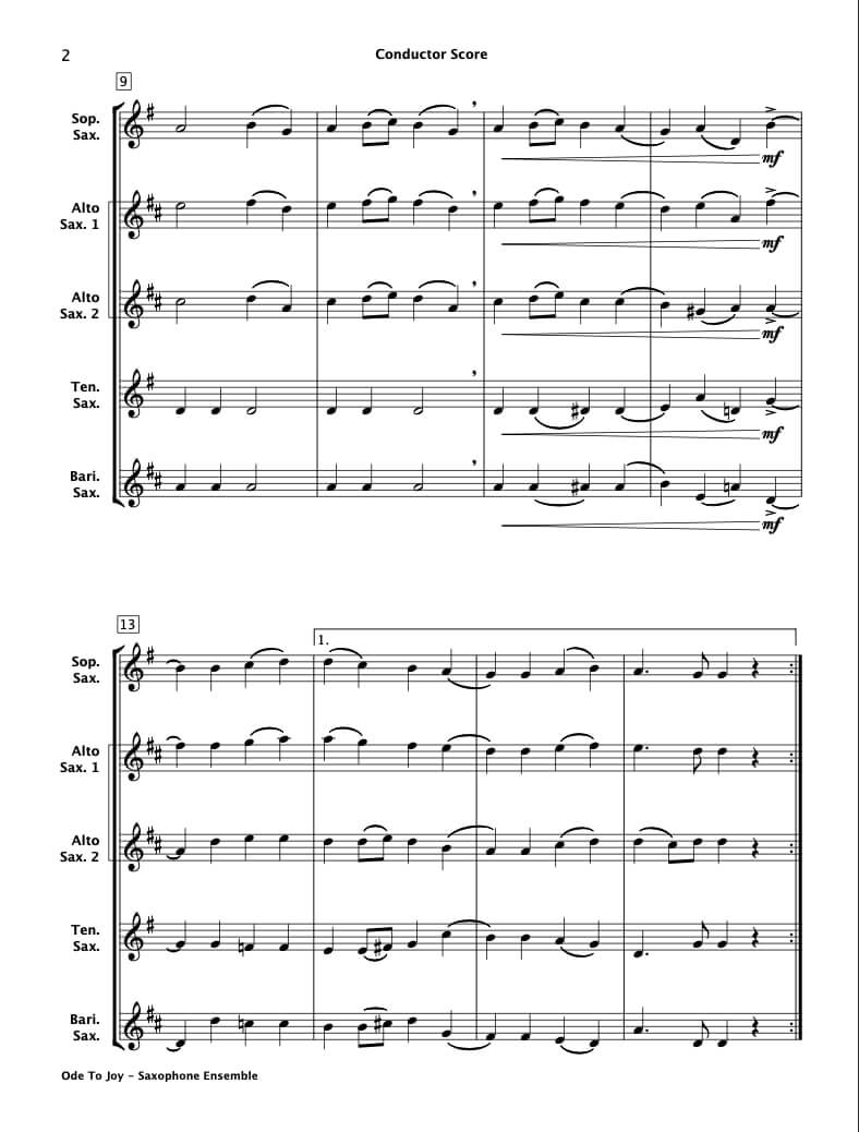 Ode To Joy (Saxophone Ensemble)