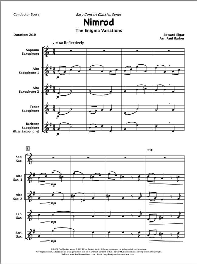Easy Concert Classics Book 1 (Saxophone Ensemble)