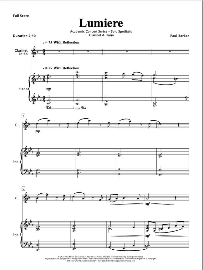 Lumiere (Clarinet & Piano)