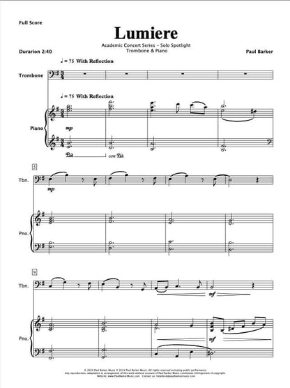 Lumiere (Trombone & Piano)