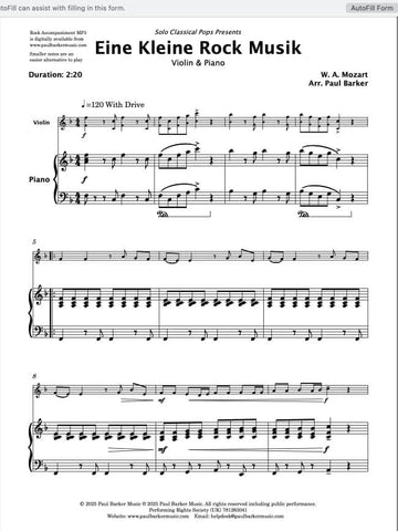 Eine Kleine Rock Musik (Violin & PIano)