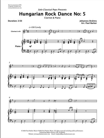 Hungarian Rock Dance No. 5 (Clarinet & PIano)