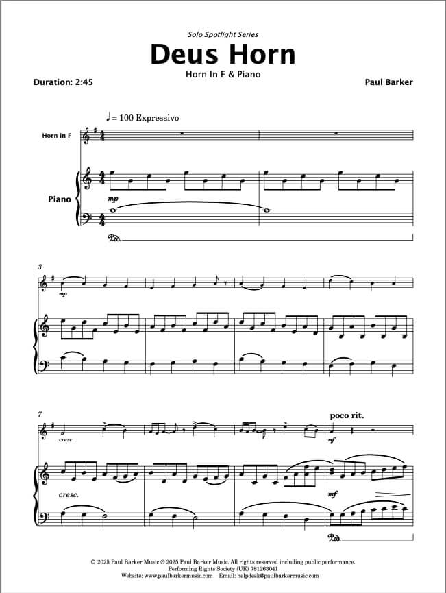 Deus Horn (Horn In F & Piano)