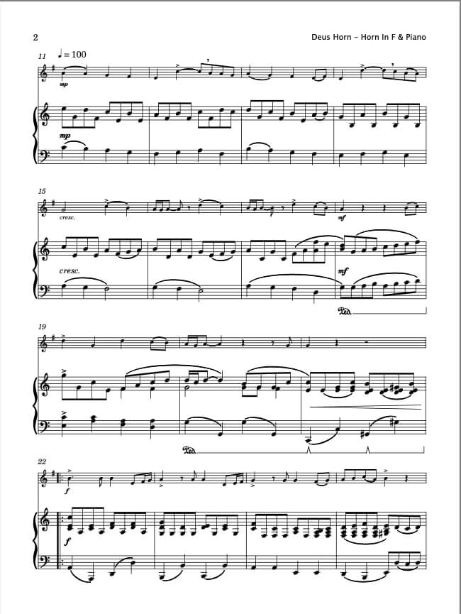 Deus Horn (Horn In F & Piano)
