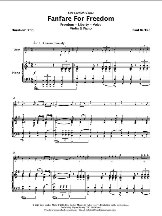 Fanfare For Freedom (Violin & Piano)
