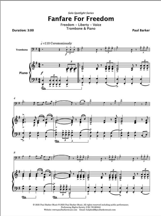 Fanfare For Freedom (Trombone & Piano)