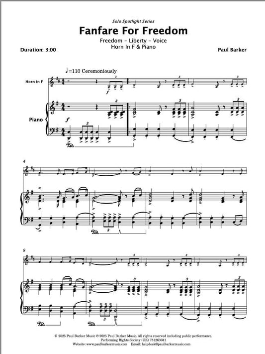 Fanfare For Freedom (Horn In F & Piano)