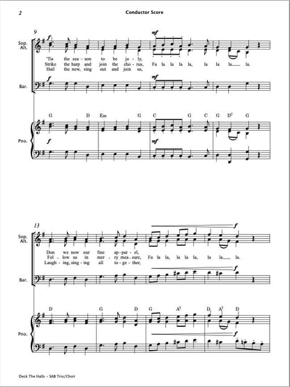 Deck The Halls (SAB Choir & Piano)