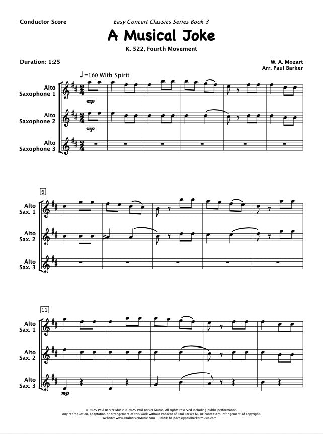 A Musical Joke (Alto Saxophone Trio)