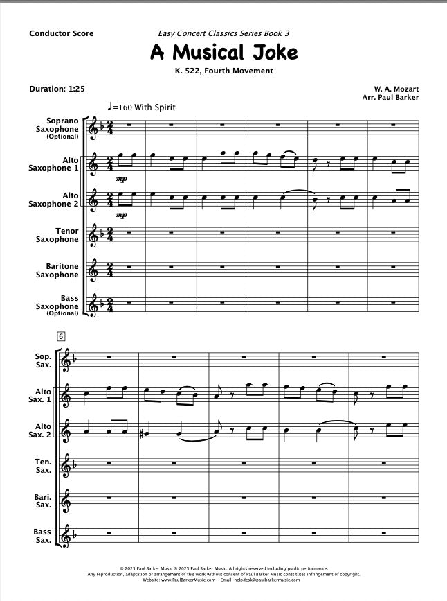 A Musical Joke (Saxophone Ensemble)