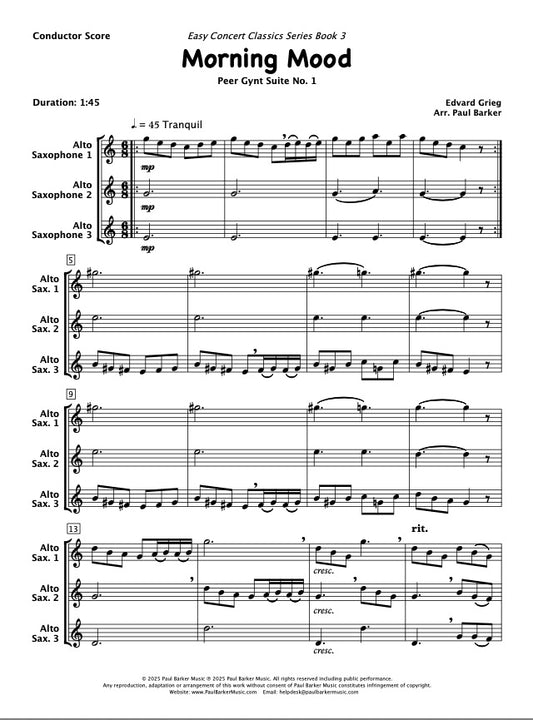 Morning Mood From Peer Gynt (Alto Saxophone Trio)