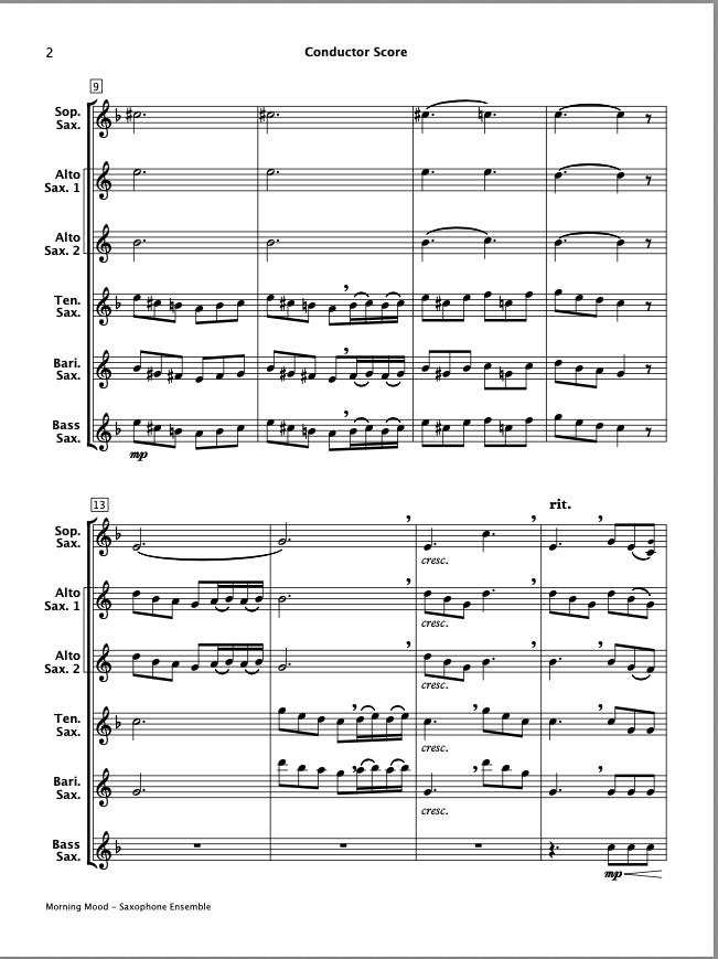 Morning Mood From Peer Gynt (Saxophone Ensemble)