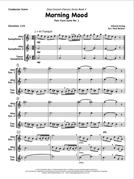 Morning Mood From Peer Gynt (Saxophone Trio)
