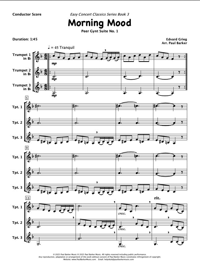 Morning Mood From Peer Gynt (Trumpet Trio)