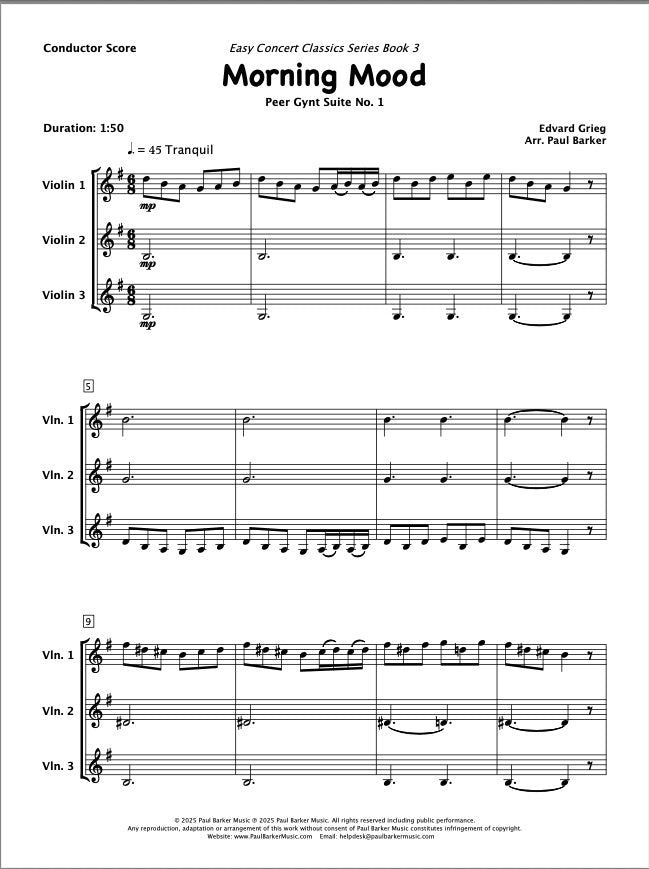 Morning Mood From Peer Gynt (Violin Trio)