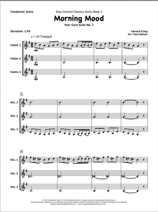 Morning Mood From Peer Gynt (Violin Trio)