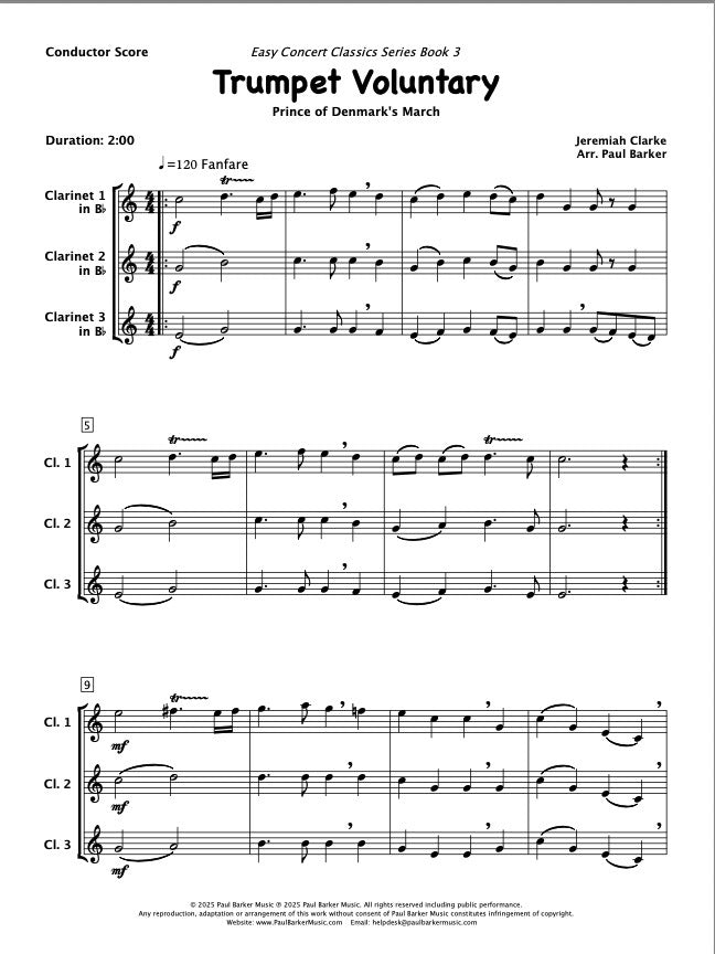 Trumpet Voluntary (Clarinet Trio)