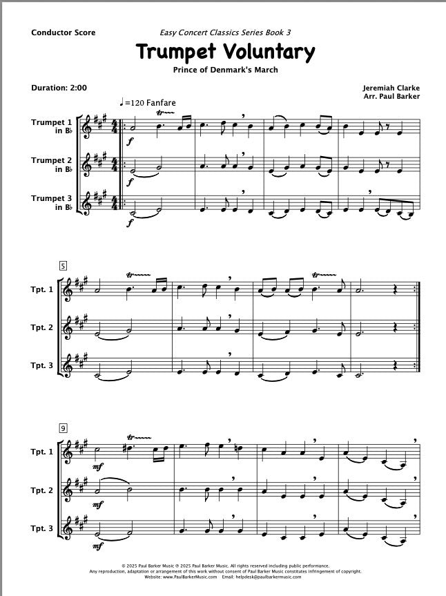 Trumpet Voluntary (Trumpet Trio)