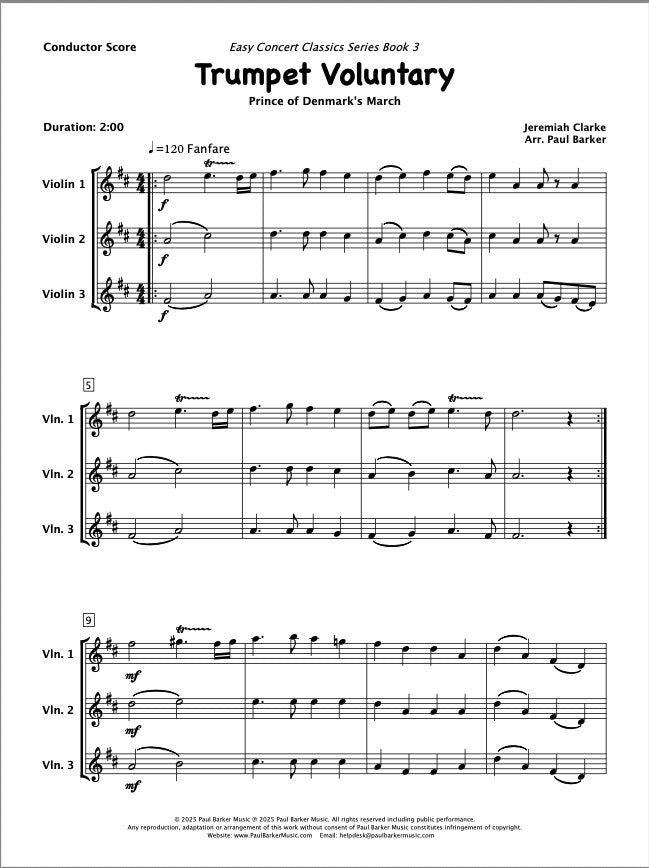 Trumpet Voluntary (Violin Trio)