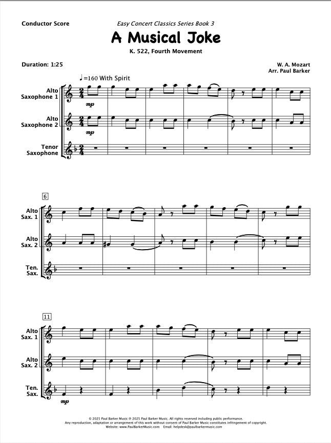 Easy Concert Classics Book 3 (Saxophone Trio)