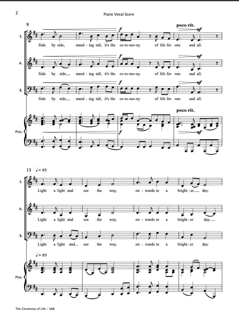 The Ceremony of Life (All Choir & Piano Formats) - Paul Barker Music 