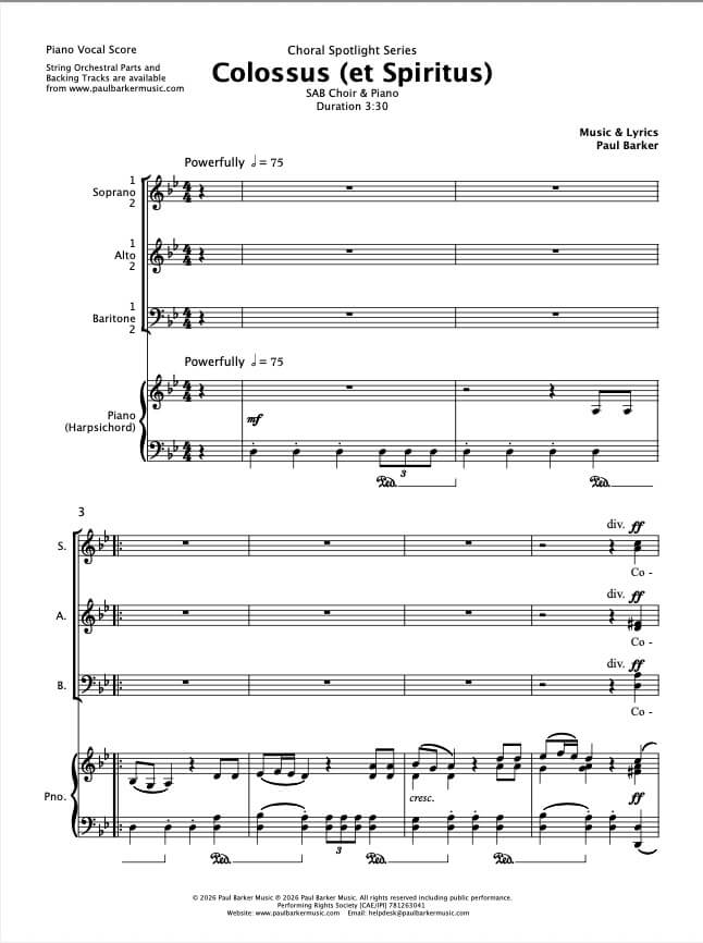 Colossus (et Spiritus) - Paul Barker Music 