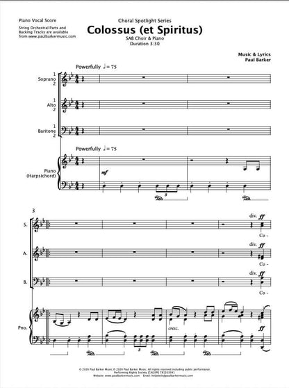 Colossus (et Spiritus) - Paul Barker Music 