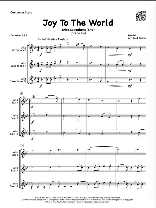 Joy To The World (Alto Saxophone Trio)