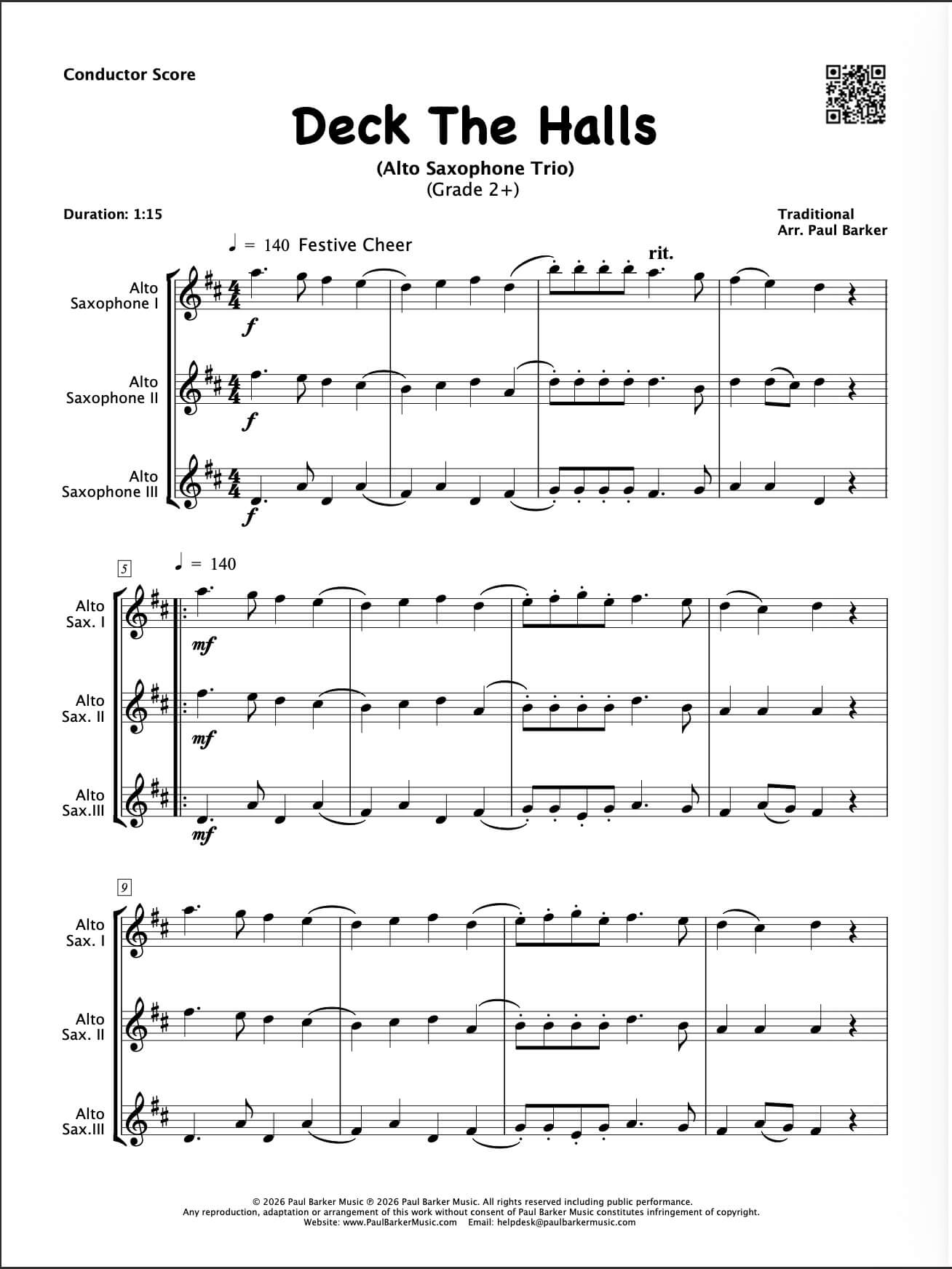 Deck The Halls (Alto Saxophone Trio)