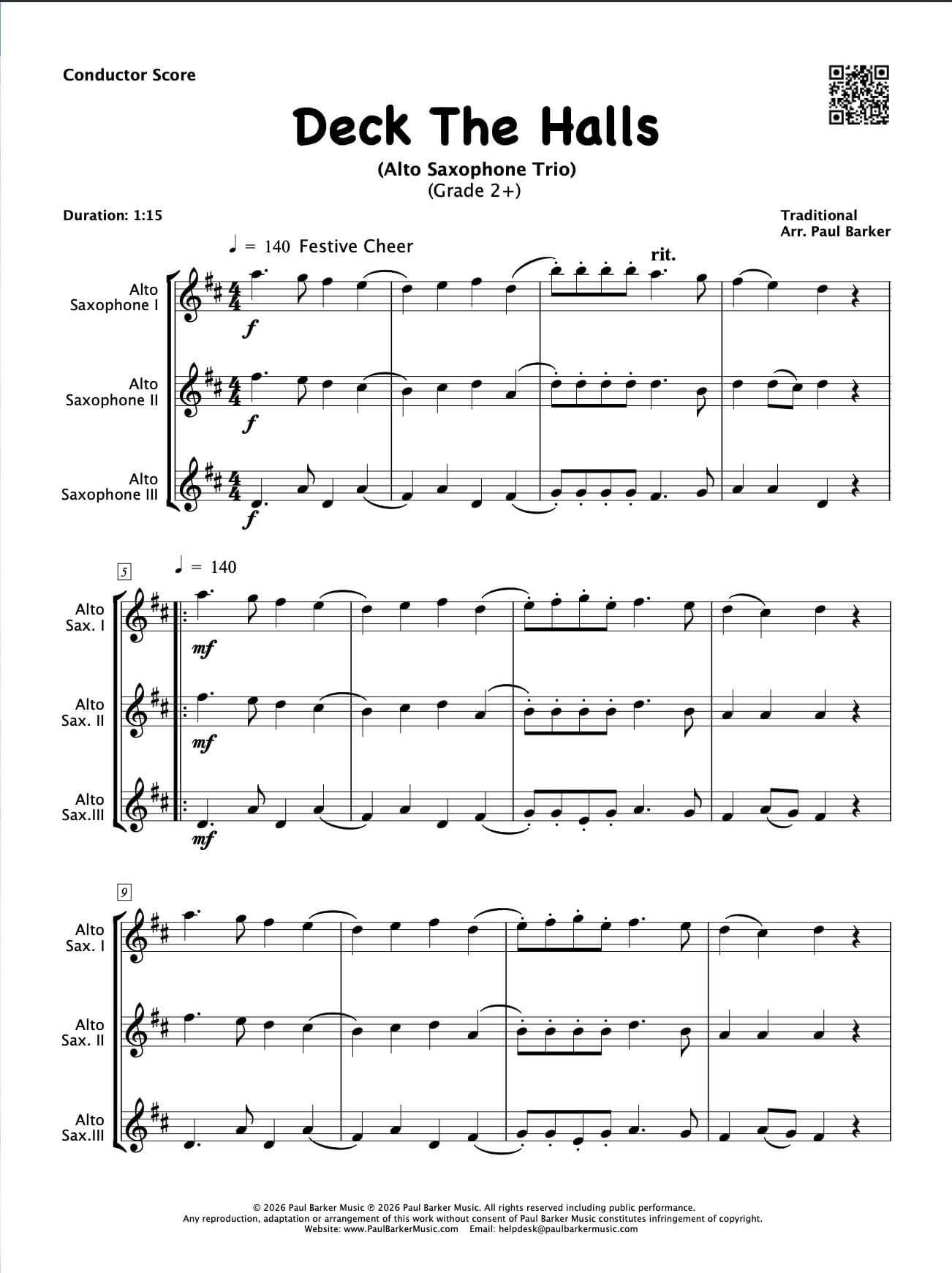 Christmas Alto Saxophone Trios Book 1