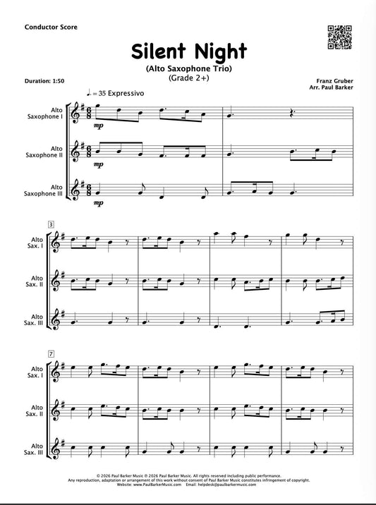 Silent Night (Alto Saxophone Trio)