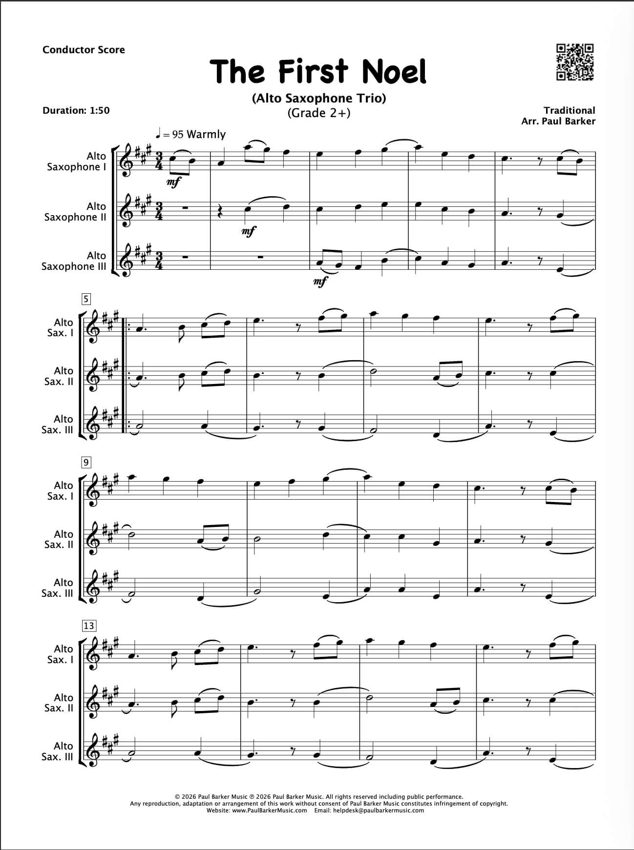 The First Noel (Alto Saxophone Trio)