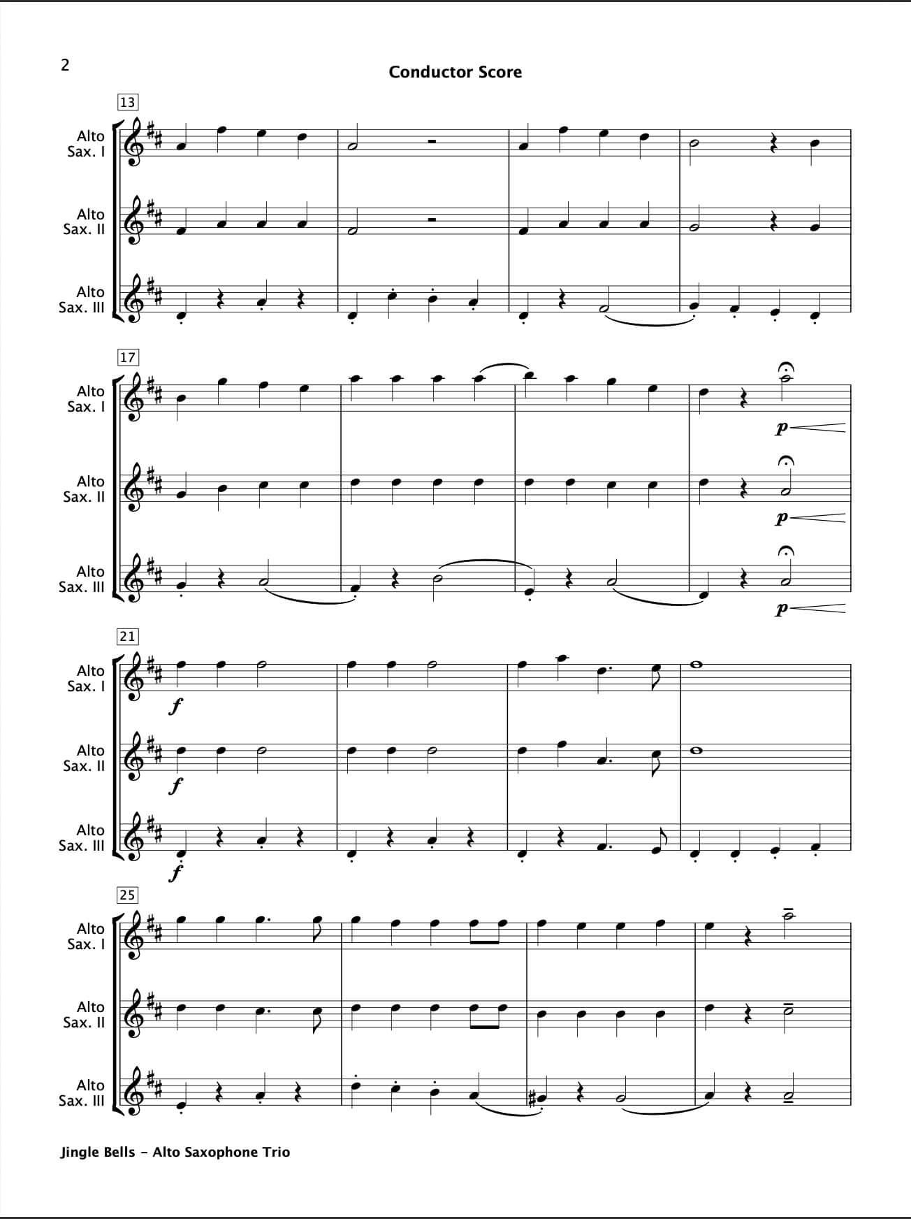 Jingle Bells (Alto Saxophone Trio)