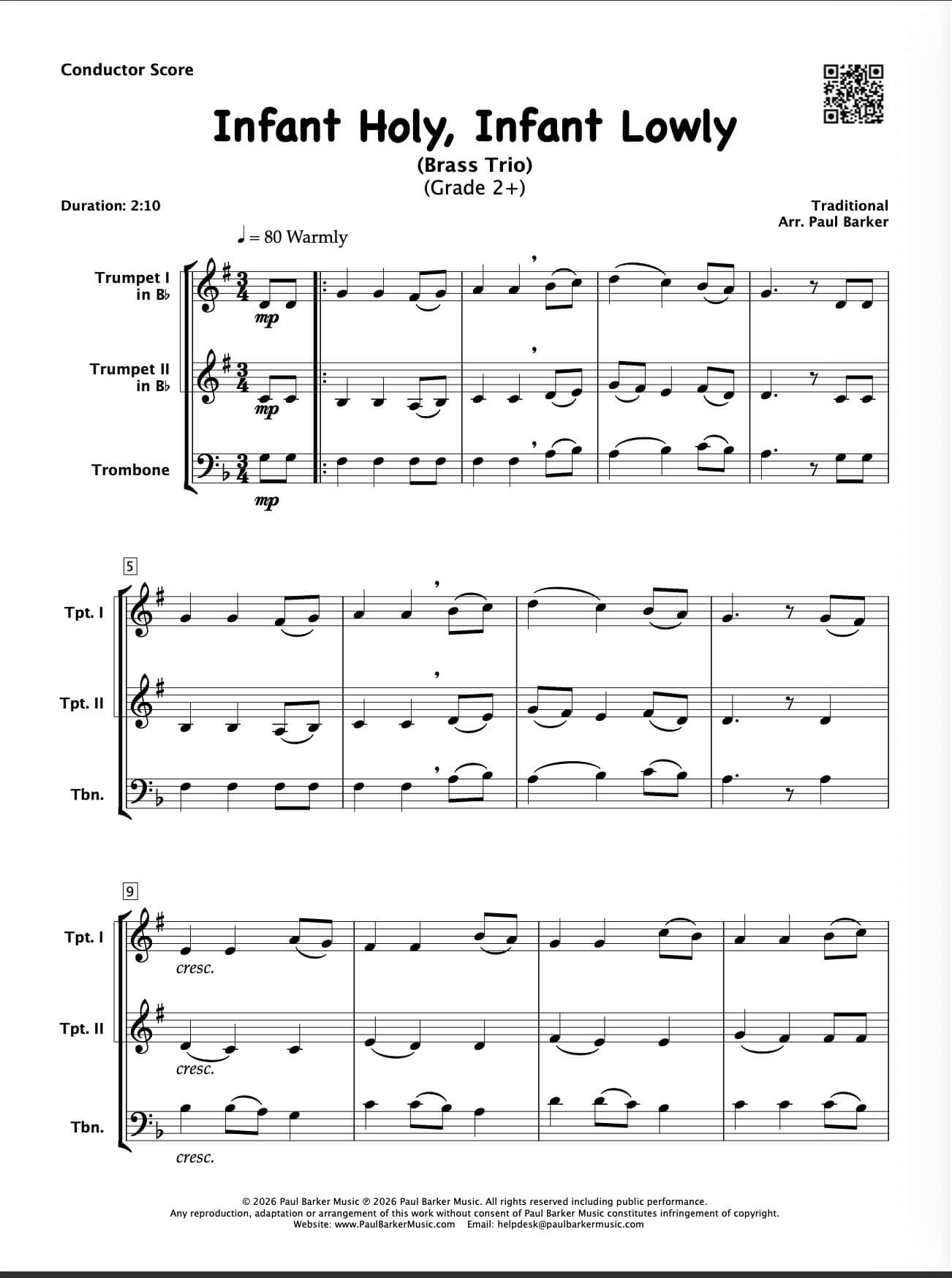 Infant Holy, Infant Lowly (Brass Trio)