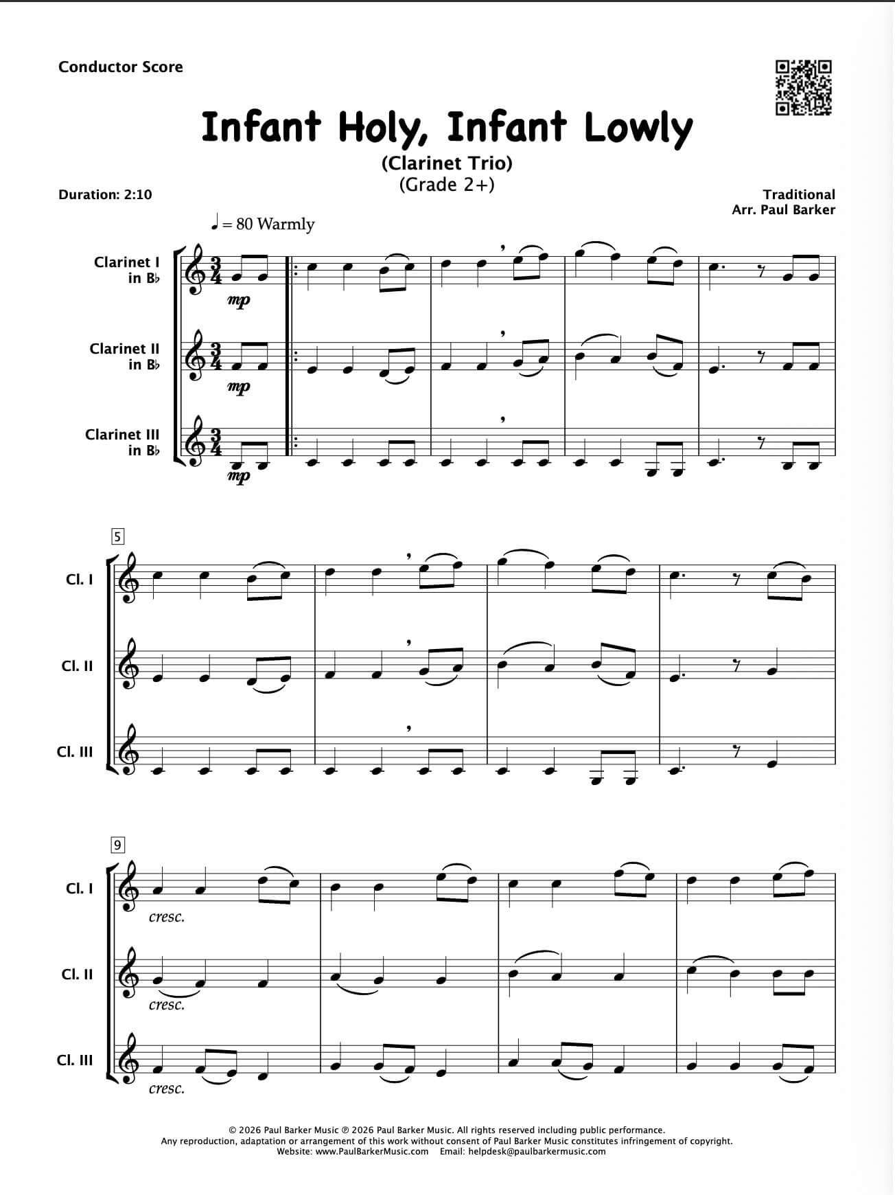 Infant Holy, Infant Lowly (Clarinet Trio)