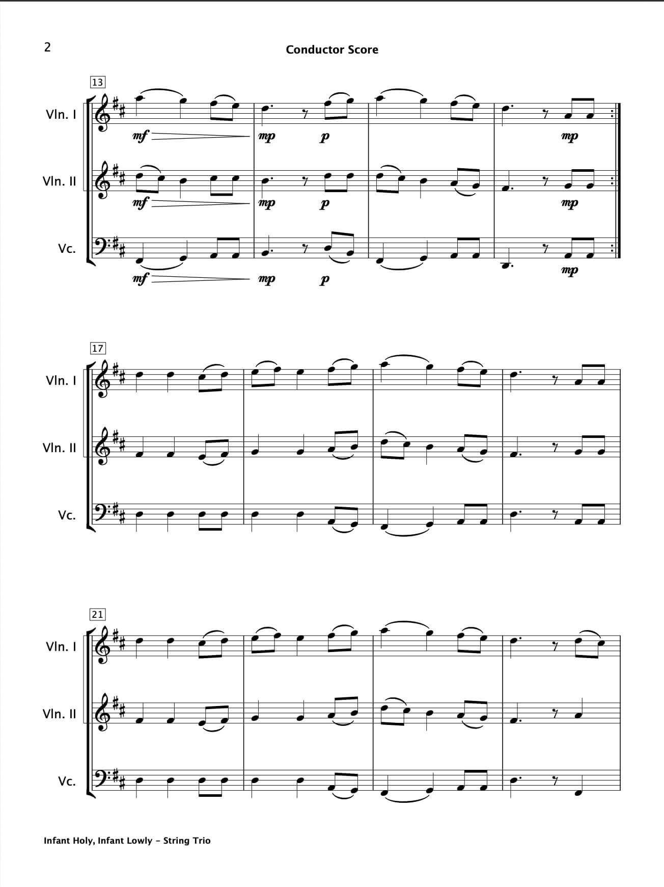 Infant Holy, Infant Lowly (String Trio)