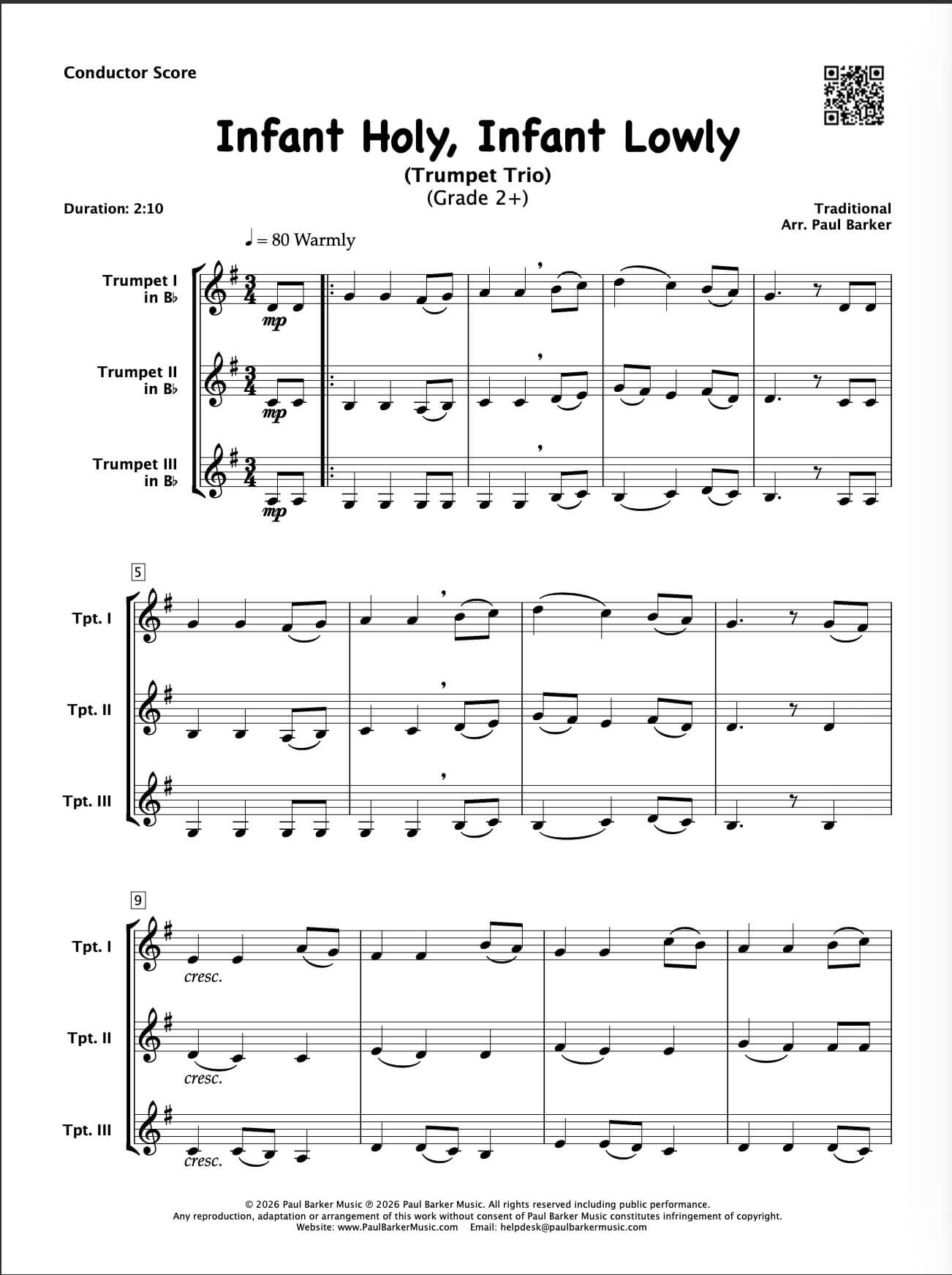 Infant Holy, Infant Lowly (Trumpet Trio)