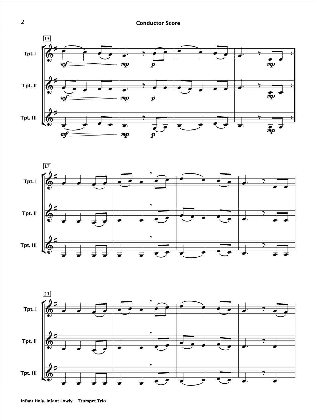Infant Holy, Infant Lowly (Trumpet Trio)
