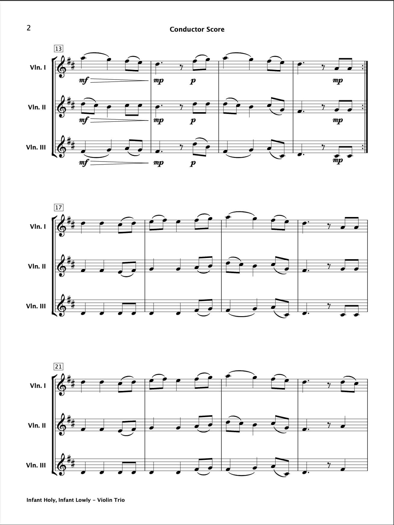 Infant Holy, Infant Lowly (Violin Trio)