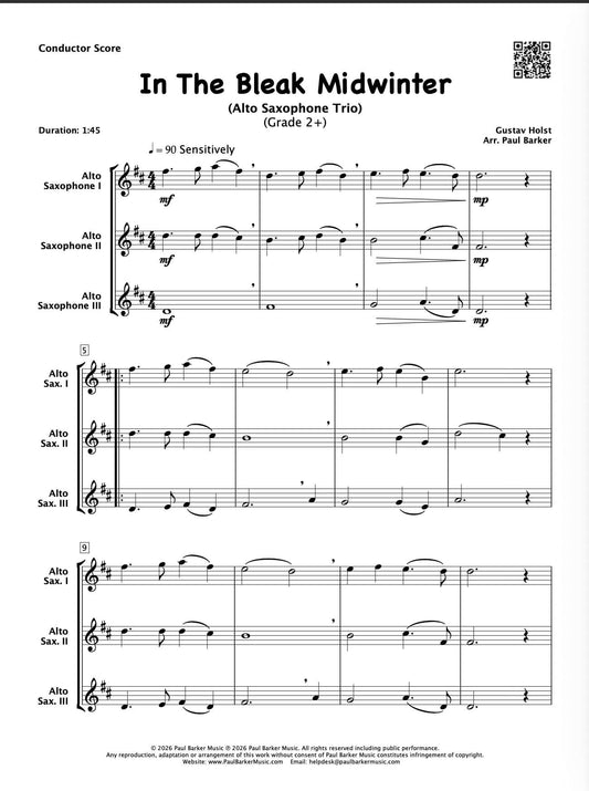 In The Bleak Midwinter (Alto Saxophone Trio)