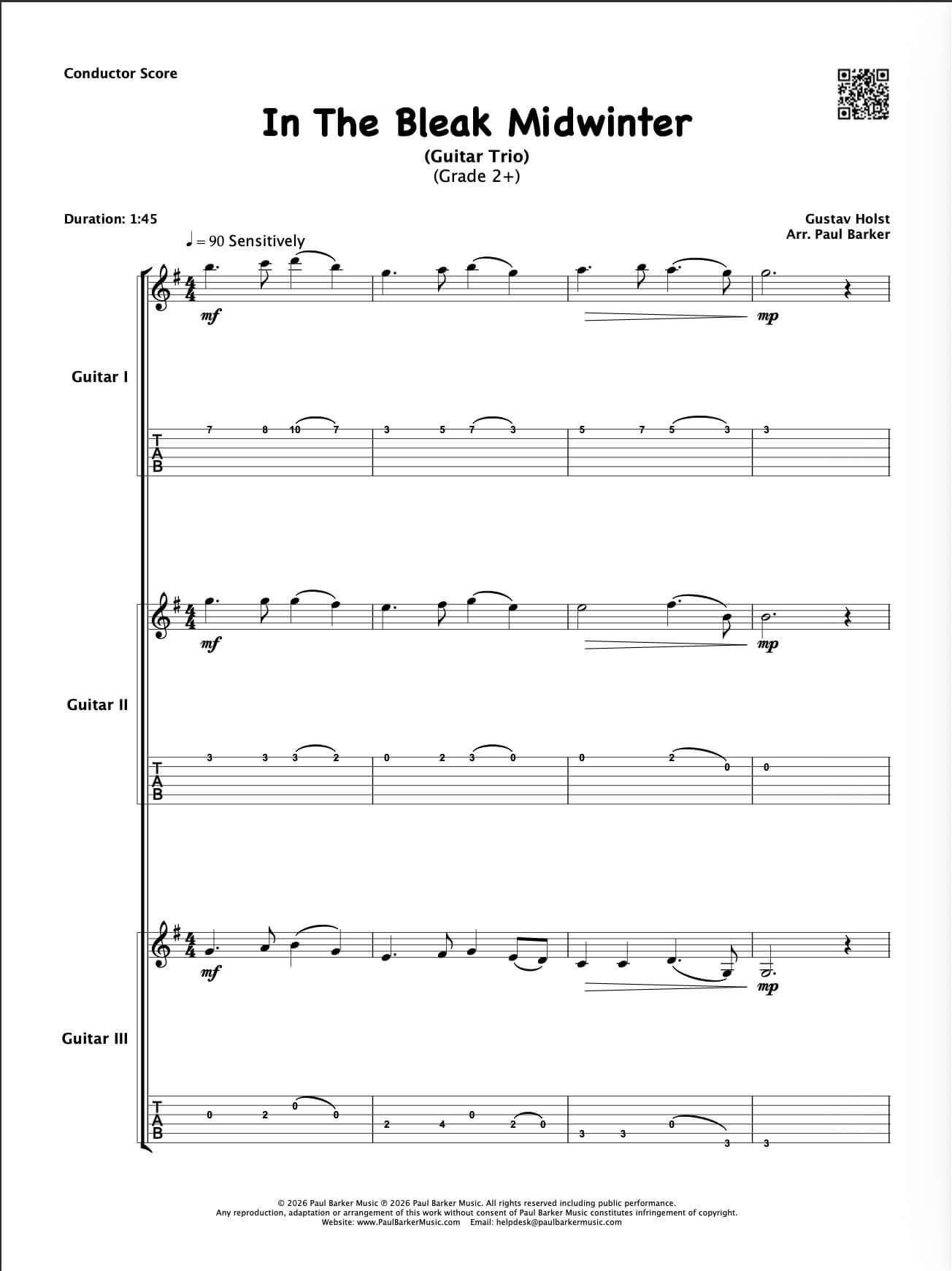 In The Bleak Midwinter (Guitar Trio)